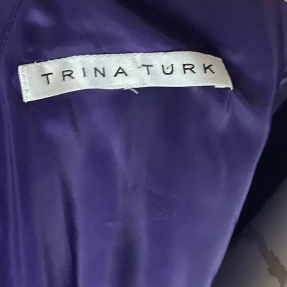 Trina Turk Halter Neck Sleeveless Sheath Dress Cutout Back Purple Size 6 8 - Picture 5 of 7